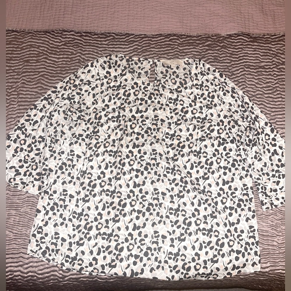 LOFT Plus Animal Print 3/4 Sleeve Blouse